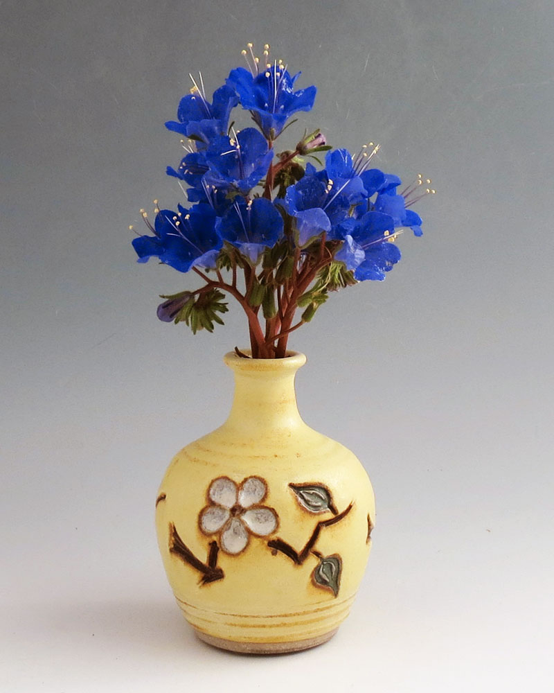 Terry Parker Yellow Salt Bud Vase, Stoneware