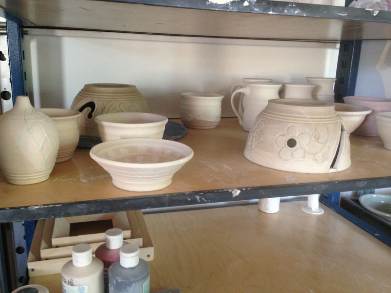 Carved yarn bowl and friends - drying!