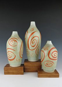 Spiral Bottles, Porcelain, Created for DeGrazia Little Gallery Exhibit